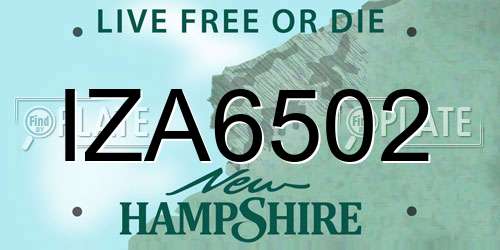 IZA6502 New Hampshire License Plate