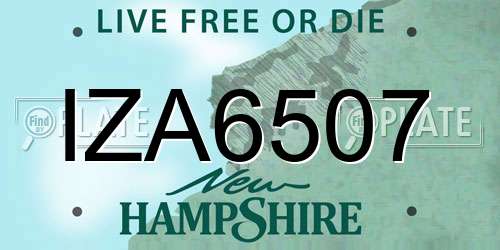 IZA6507 New Hampshire License Plate