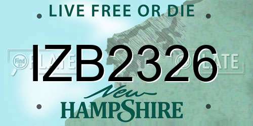 IZB2326 New Hampshire License Plate