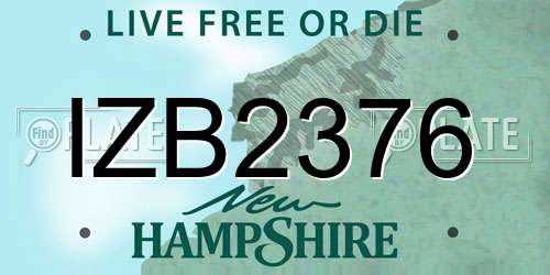 IZB2376 New Hampshire License Plate