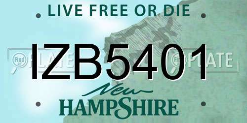 IZB5401 New Hampshire License Plate