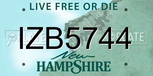 IZB5744 New Hampshire License Plate