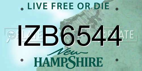 IZB6544 New Hampshire License Plate