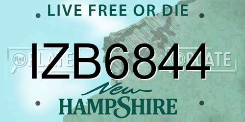 IZB6844 New Hampshire License Plate