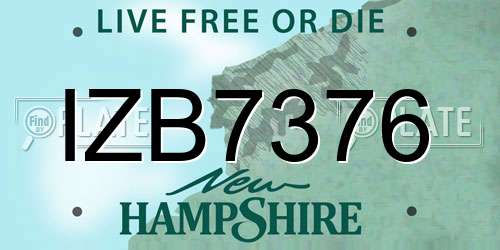 IZB7376 New Hampshire License Plate