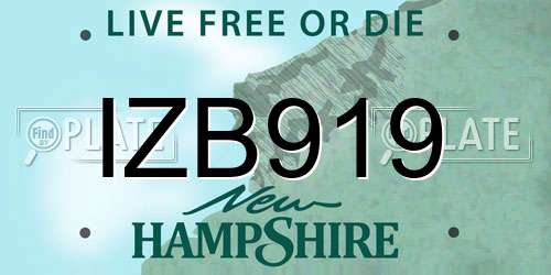 IZB919 New Hampshire License Plate