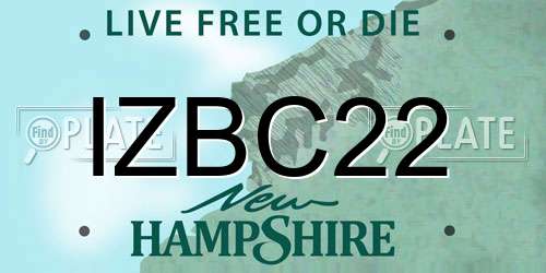 IZBC22 New Hampshire License Plate