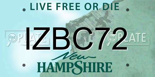 IZBC72 New Hampshire License Plate