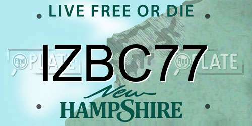 IZBC77 New Hampshire License Plate