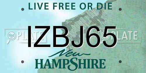 IZBJ65 New Hampshire License Plate