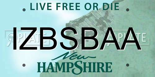 IZBSBAA New Hampshire License Plate