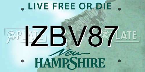 IZBV87 New Hampshire License Plate