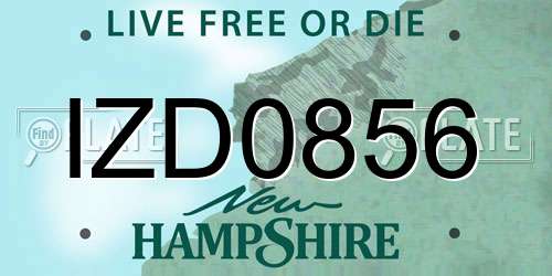 IZD0856 New Hampshire License Plate