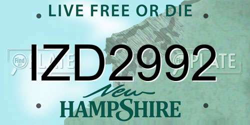 IZD2992 New Hampshire License Plate