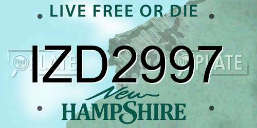 IZD2997 New Hampshire License Plate