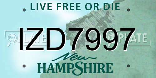 IZD7997 New Hampshire License Plate