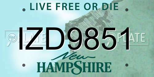 IZD9851 New Hampshire License Plate