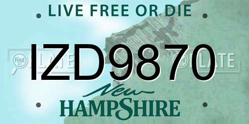 IZD9870 New Hampshire License Plate