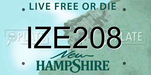 IZE208 New Hampshire License Plate