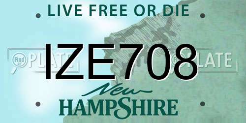 IZE708 New Hampshire License Plate