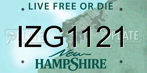 IZG1121 New Hampshire License Plate
