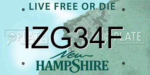 IZG34F New Hampshire License Plate
