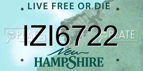 IZI6722 New Hampshire License Plate
