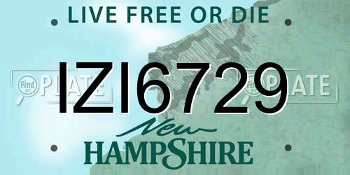 IZI6729 New Hampshire License Plate