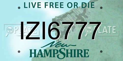 IZI6777 New Hampshire License Plate