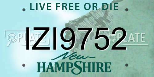 IZI9752 New Hampshire License Plate