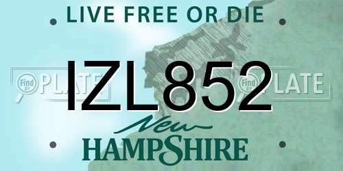 IZL852 New Hampshire License Plate