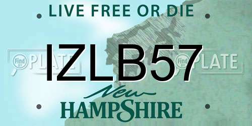 IZLB57 New Hampshire License Plate