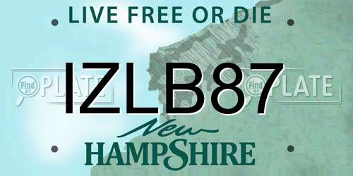 IZLB87 New Hampshire License Plate