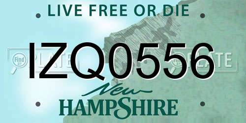 IZQ0556 New Hampshire License Plate