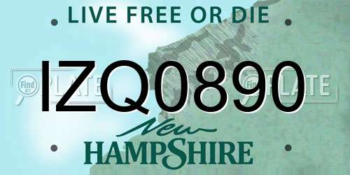 IZQ0890 New Hampshire License Plate