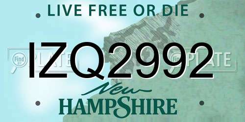 IZQ2992 New Hampshire License Plate