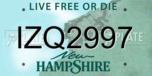 IZQ2997 New Hampshire License Plate