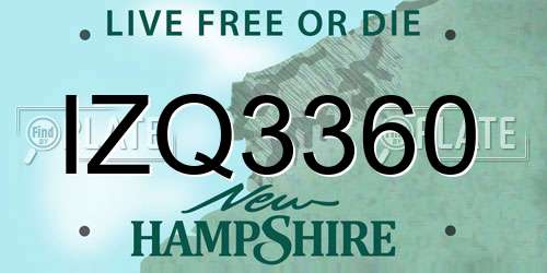 IZQ3360 New Hampshire License Plate