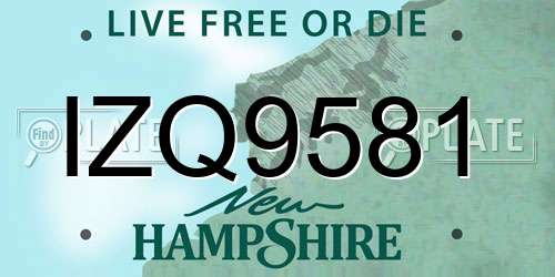 IZQ9581 New Hampshire License Plate