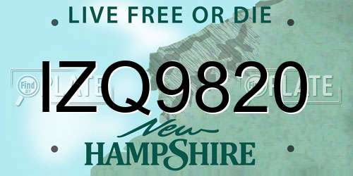 IZQ9820 New Hampshire License Plate