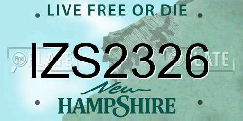 IZS2326 New Hampshire License Plate