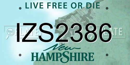 IZS2386 New Hampshire License Plate