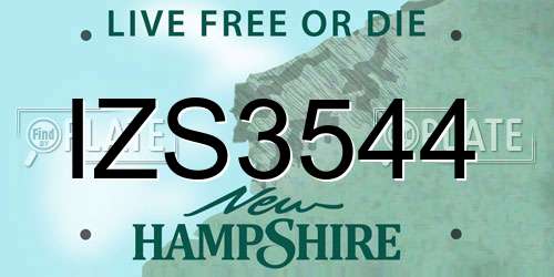 IZS3544 New Hampshire License Plate