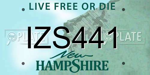 IZS441 New Hampshire License Plate