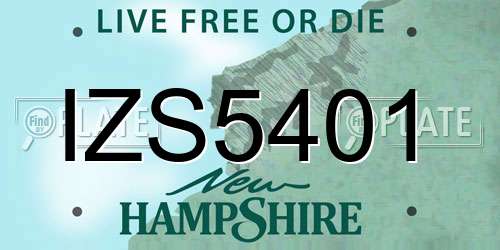 IZS5401 New Hampshire License Plate