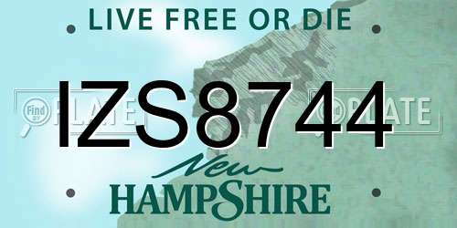 IZS8744 New Hampshire License Plate