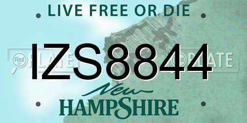 IZS8844 New Hampshire License Plate