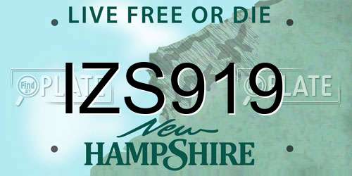 IZS919 New Hampshire License Plate