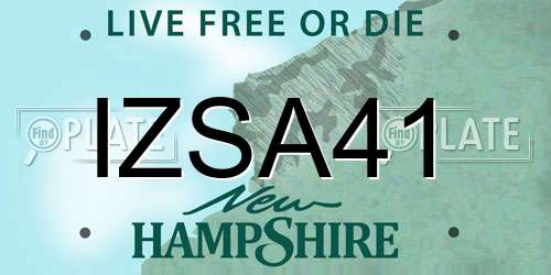 IZSA41 New Hampshire License Plate