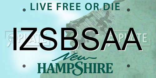 IZSBSAA New Hampshire License Plate